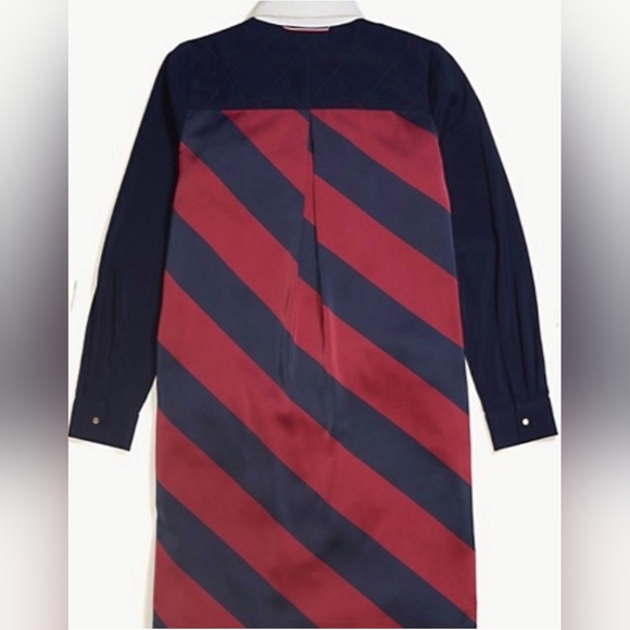 Tommy Hilfiger Icons Rugby Shirtdress Navy/Burgundy Size M NWT MSRP $119 - Picture 3 of 12